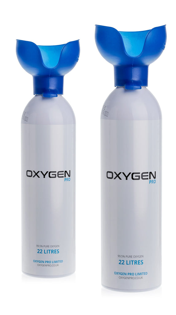 2 x 22L Oxygen Canisters with Inhaler Cups - 99.5%